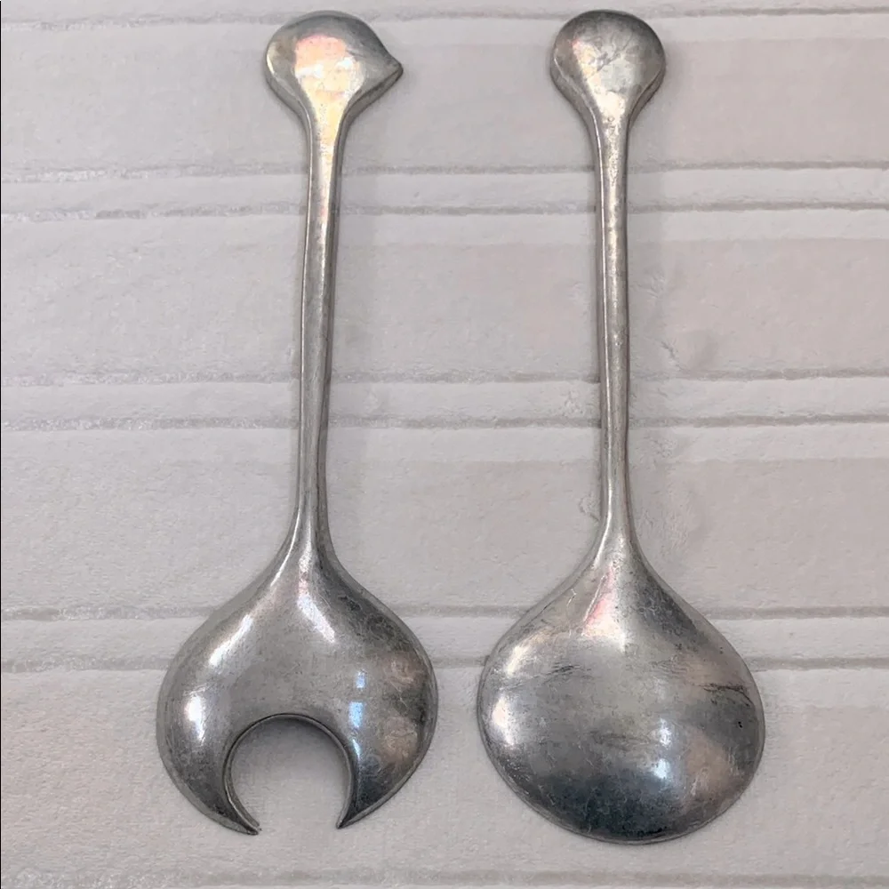 Mariposa 1993 Vintage Elegant Aluminum Silver Salad Serving Set